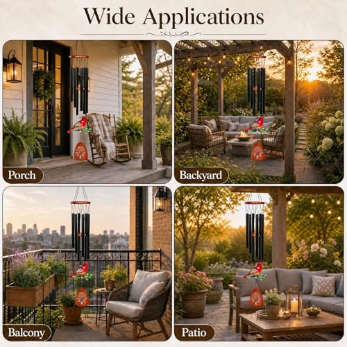Cardinal Wind Chimes for Outside,Memorial Wind Chimes for Loss of Loved One | Sympathy Gifts for Loss of Mother/Father,Cardinal Gifts for Women