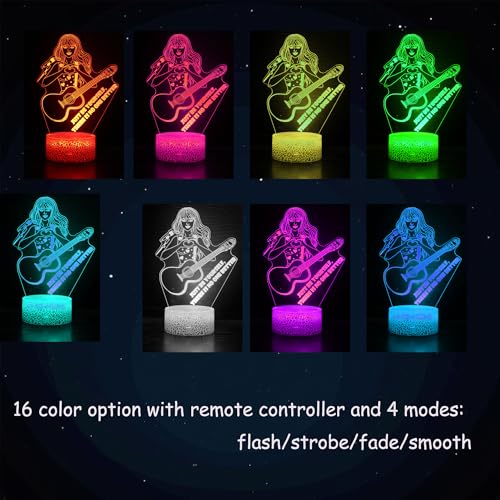 Girls Gift Night Light, Singer Meme Girl Birthday Gift Guitar, 3D Lamp Gifts Toys for Girls with Taylor Quotes Merch Remote RGB Color Changing, Gifts for Fans, Music Lover, Christmas Birthday Women - style: Meme