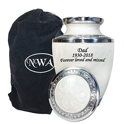 Extra Large Companion Human Funeral Cremation Urn, Personalized Double Urn for Two Adults (White) - color: White