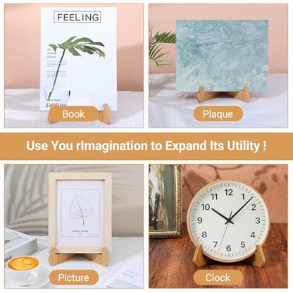 Wooden Plate Stands for Display Bamboo Picture Frame Holder 7 inches Tabletop Easels Frame Folding Display Stand Tabletop Art Holder Book Dish Decorative for Platter Dish Book Photo Plaque