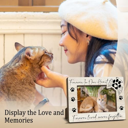 Cat Memorial Photo Frames Dog and Cat Loss Remembrance Gift for Pet Owner Sympathy Keepsake for Pet Lovers You Have Left My Life But You Will Never Leave My Heart Picture Frames 4x6 Photo - YY023 - color: white cat and dog06