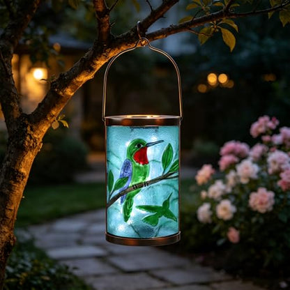 MUMTOP Hummingbird Solar Lantern Outdoor Waterproof Hanging Garden Lights - color: Green