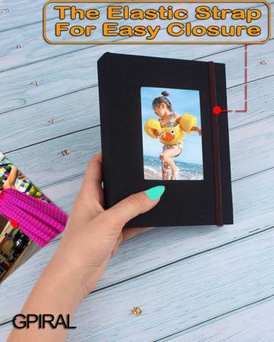 GPIRAL 4x6 Black Linen Photo Album with Clear Pages, Front Window for Personalization, 2 Pack - color: Black, size: 4x6"-2 PACK