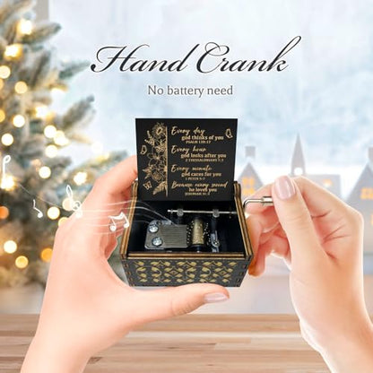 Christian Gifts for Women Men, Antique Engraved Scripture Music Boxes, Spiritual Gifts for Women, Prayer Music Box, Bible Gifts for Women, Baptism Gifts, Catholic Gifts on Birthday Christmas - color: God Bless