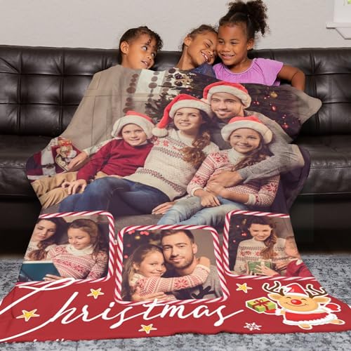 M YESCUSTOM Christmas Family Blanket Custom with 4 Photos Personalized Throw Blanket for Best Friend Custom Photo Blanket Gift for Christmas Funny Xmas Gift for Women Men Him&her - color: Style 26