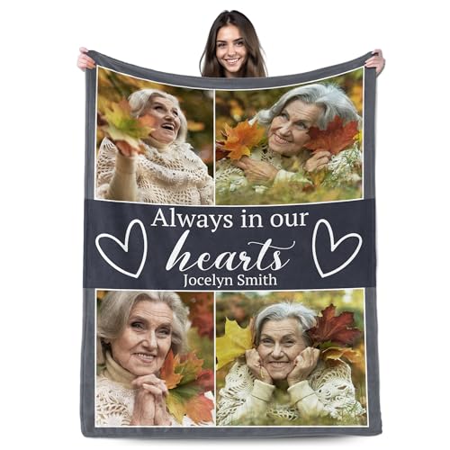 Custom Photo Memorial Blanket, Memorial Gifts for Loss of Loved One - color: Alawas in Our Heart
