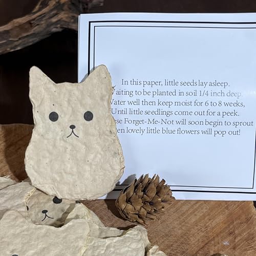 10pcs Cat Memorial Gifts for Loss of Cat Plantable Paper Forget-me-not Seed | Eco-Friendly Sympathy Cards for Cat Lovers, Pet Loss Gifts with Cat Theme, Cat Birthday Gift for Gardening Enthusiasts
