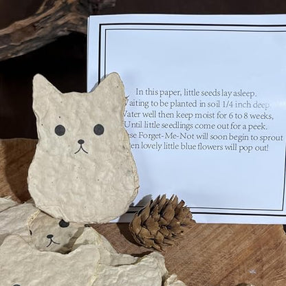 10pcs Cat Memorial Gifts for Loss of Cat Plantable Paper Forget-me-not Seed | Eco-Friendly Sympathy Cards for Cat Lovers, Pet Loss Gifts with Cat Theme, Cat Birthday Gift for Gardening Enthusiasts
