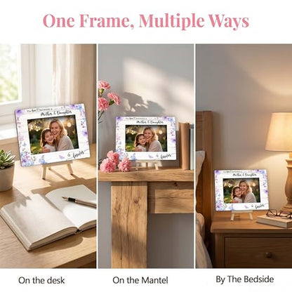 Mom Picture Frame | Mothers Day Photo Frame 4×6, Memorial Picture Frames for Mother's Day Birthday Gifts - Purple Flower - color: Purple Flower