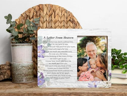 Memorial Picture Frame - In Loving Memory Wood Photo Frame, Sympathy & Bereavement Gifts for Loss of Mom, Dad & Grandparents - Funeral Remembrance Gift - A Letter From Heaven Frame - style: Memorial 04