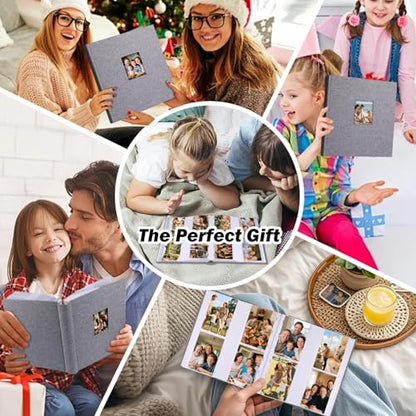 Photo Album 4x6 Vertical 600 Photos with Writing Space, Grey - color: Grey