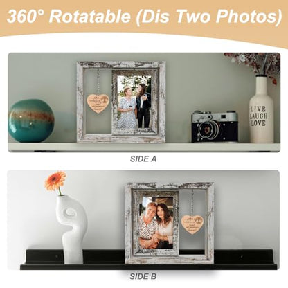 Rotating Mom Memorial Wood Frame Loss of Mother Sympathy Gift | Double 4x6 Photo Frame, Bereavement Condolences Remembrance Sorry for Your Loss Grief Keepsake - color: Loss of Mom