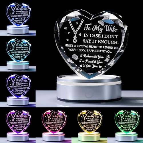 Crystal Heart Wife Gift Laser Engraved Love Message - color: Wife Gift-2