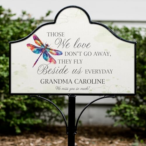 Personalized Dragonfly Memorial Garden Stake, Custom Outdoor Plaque, Grave Site Décor