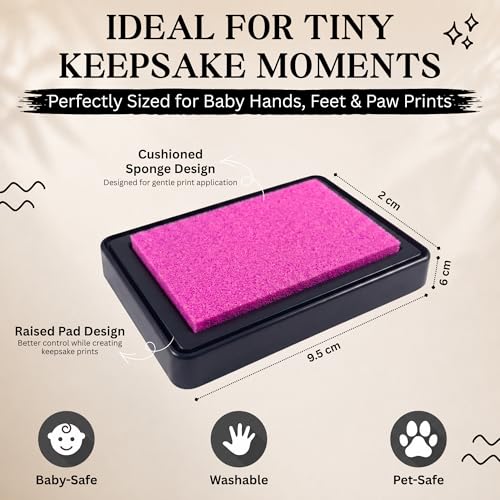 ReignDrop Baby Ink Pad for Hand and Footprints, Non-Toxic Acid-Free Keepsake Kit, Smudge-Proof Archival Ink Wipes Off Skin, for Scrapbook, Photo Album, Frames & Pet Paws, Baby Gift (Pink) - color: Pink