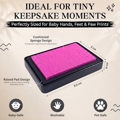 ReignDrop Baby Ink Pad for Hand and Footprints, Non-Toxic Acid-Free Keepsake Kit, Smudge-Proof Archival Ink Wipes Off Skin, for Scrapbook, Photo Album, Frames & Pet Paws, Baby Gift (Pink) - color: Pink