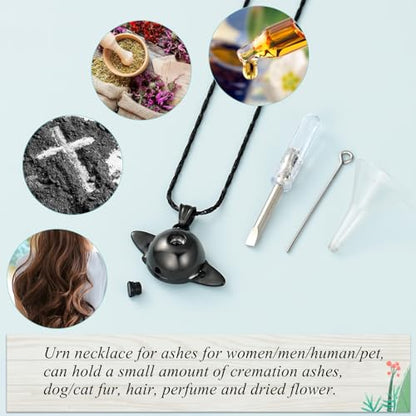 Imrsanl Saturn Urn Necklace Cremation Jewelry for Women Men - color: Black