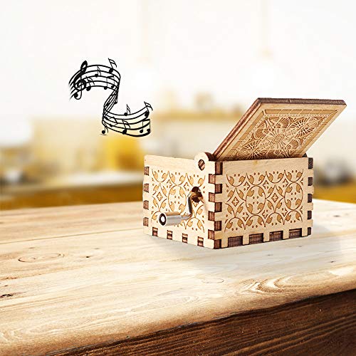 to Daughter Wood/Wooden Music Box Hand Crank Engraved Musical Box- Mechanism Antique Vintage Personalizable Gifts for Christmas/Birthday/Wedding - style: I.Daughter 2