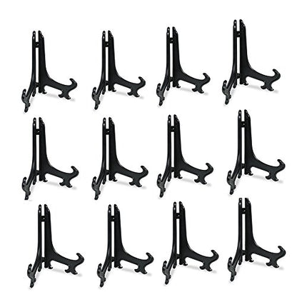 Artliving 3 Inch Black 12pcs/Set Plastic Easels Plate Display Stands Picture Frame Stand Holder - color: Black, size: 3 inch (12 pack)