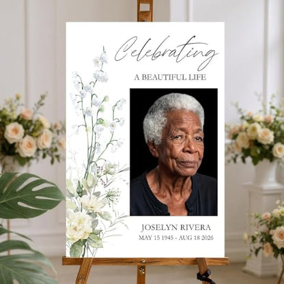 Funeral Entrance Custom Photo Sign – Personalized In Loving Memory Yard Banner – Outdoor Durable Design - color: Version 8