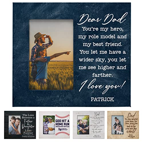 Personalized Dad Picture Frame | 6 Unique Designs w/ 2 Size Options 4x6, 5x7 | Dad Gifts from Daughter, Son, Kids - Custom Fathers Day Photo Frame - Birthday Gifts for Dad - style: Design - 6