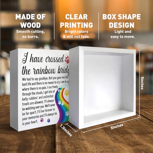 Sympathy Gift for Loss of Pet, Memorial Bereavement Gifts for Loss of Dog Cat Pet Owner Condolence in Loving Memory Gifts, Remembrance Desk Decor, I Have Crossed The Rainbow Bridge