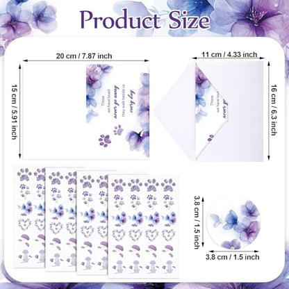 Geyoga 36 Set Pet Sympathy Card with Envelope Bulk, Melancholy Purple - color: Melancholy Purple