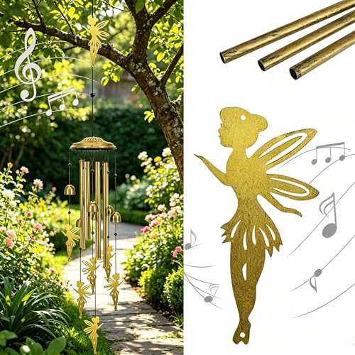 Fairy Memorial Wind Chimes Outdoor, Garden Windchime Outdoor Decor | Weather-Resistant Metal Hanging Wind Chime Decor For Lawn, Patio, Porch, Perfect for Birthday Gift for Mom Garden Lovers - color: Flower Fairy