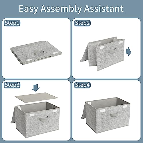 GRANNY SAYS Storage Baskets with Lids, Clothes Storage Boxes, Fabric Storage Bins, Keepsake Box, Closet Organizers and Storage, Gray, 2-Pack | Flip-Top Lid, Collapsible, Stackable, 3 Handles, Ideal for Closet Clothes Blanket Toys, Large, Gray, 2-Pack - co