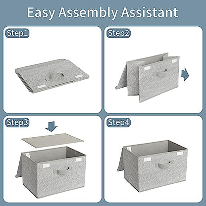 GRANNY SAYS Storage Baskets with Lids, Clothes Storage Boxes, Fabric Storage Bins, Keepsake Box, Closet Organizers and Storage, Gray, 2-Pack | Flip-Top Lid, Collapsible, Stackable, 3 Handles, Ideal for Closet Clothes Blanket Toys, Large, Gray, 2-Pack - co