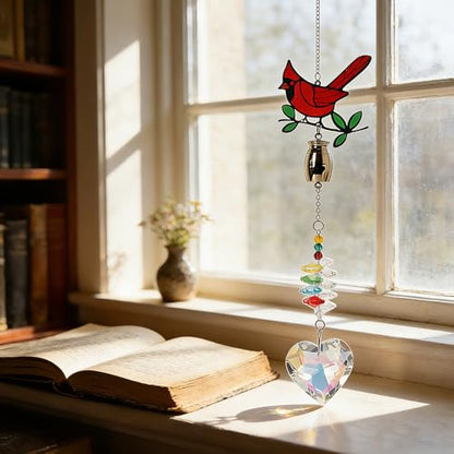 Cardinal Crystal Catcher Mini Urn for Ashes Keepsake Suncatcher with Small Cremation Holder,Hanging Memorial Decor mini urn,1.2 Inches Tiny urn for Human or Pet Ashes Sharing Memorial Urn