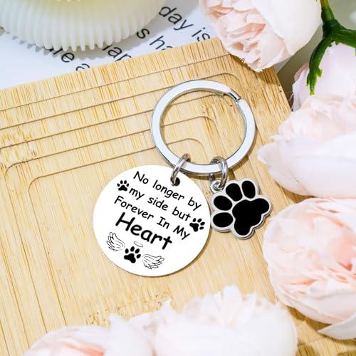Dog Memorial Gifts for Loss of Dog Keychain Pet Memorial Gifts for Dogs | Pet Loss Sympathy Gift Dogs Passing Away Remembrance Gift - No Longer by My Side Forever in My Heart