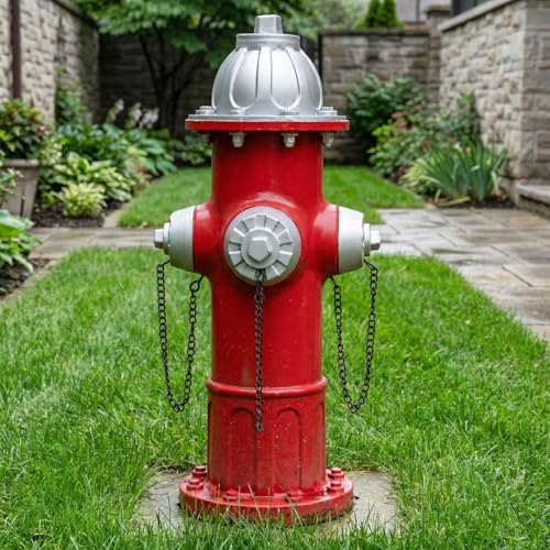 14" Fire Hydrant for Dog to Pee On, Garden Statue Decor (Grey) | Dog Potty Training Aid Creates A Designated Outdoor Pee Area with A Fun Fire Hydrant Design for Yards, Lawns, and Patios. - color: Sliver Red Fire Hydrant