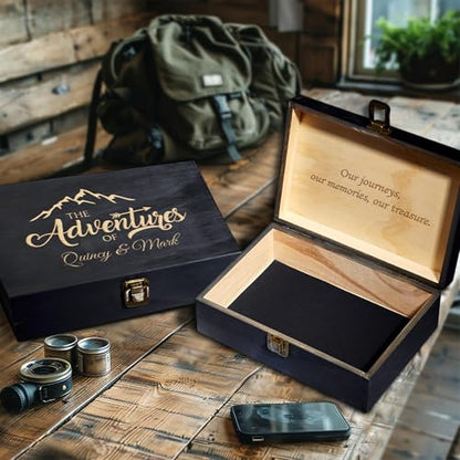 Personalized Adventure Memory Box, Engraved Travel Keepsake for Couples - style: 12. Adventure Box