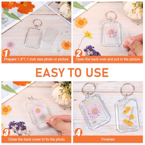 Junkin 150 Pack Acrylic Photo Keychains Clear Personalized Picture Frame Keychain Holder Blank Photo Insert Keyring DIY Favor - style: Octagon