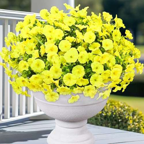 14 Bundles Artificial Flowers for Outdoors, Fake Outdoor Flowers(Yellow) - color: Yellow, size: 14 Bundles