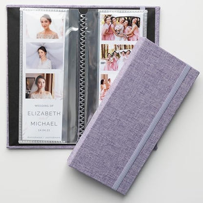 Photo Booth Photo Album - For Wedding or Party - Side Slide In 2X6 Picture Holder – Guest Book & Party Memory Keepsake – Woven Hard Cover With Band Keeps Prints Safe (PURPLE LAVENDER) - color: PURPLE LAVENDER