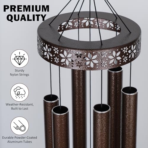 Extra Large Wind Chimes for Outside Deep Tone - 58'' Outdoor Clearance, Deep Tone Wind Chimes, Memorial Wind Chime, Sympathy Gift, Patio Yard, Home Décor, Bronze (58" Bronze) - size: 58" Bronze