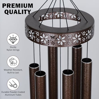 Extra Large Wind Chimes for Outside Deep Tone - 58'' Outdoor Clearance, Deep Tone Wind Chimes, Memorial Wind Chime, Sympathy Gift, Patio Yard, Home Décor, Bronze (58" Bronze) - size: 58" Bronze