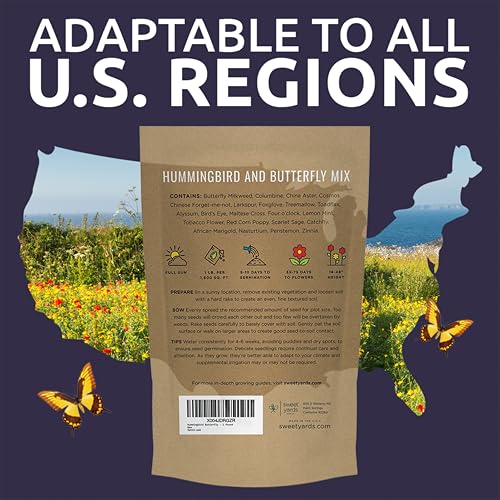 Bulk Wildflower Seeds Butterfly and Hummingbird Mix - 1 Pound Bag - Over 120,000 Open Pollinated Annual and Perennial Seeds - size: Bulk 1 Pound