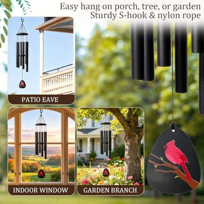 Cardinal Memorial Wind Chimes,32" Sympathy Windchimes for Loss of Loved One