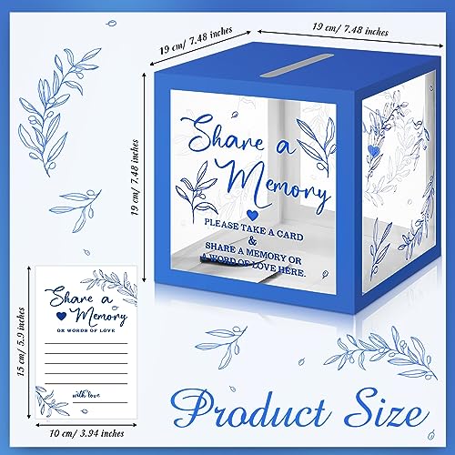 Pajean Funeral Memory Box with 50 Cards Clear Windows,Clear,Dark Blue - color: Dark Blue