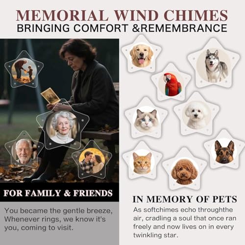 Personalized Memorial Wind Chime with Custom Photo, Name & Date - Thoughtful Sympathy Gift for Garden, Porch, Backyard & Patio Decor