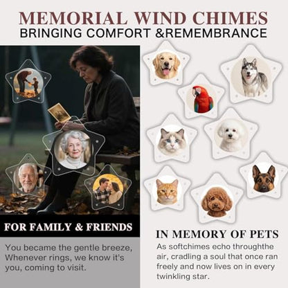 Personalized Memorial Wind Chime with Custom Photo, Name & Date - Thoughtful Sympathy Gift for Garden, Porch, Backyard & Patio Decor