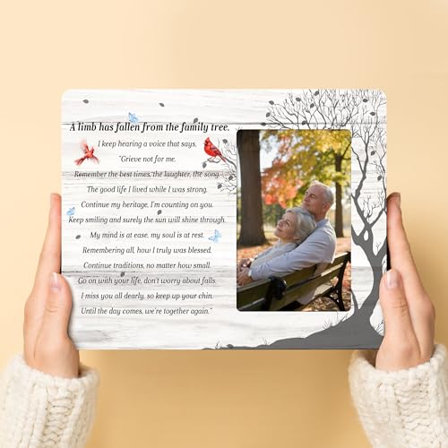 Sympathy Gifts for Loss of loved one, Memorial Picture Frame Gifts, A Limb Has Fallen from the Family Tree Wood Picture Frame, 4x6 Inch Photo