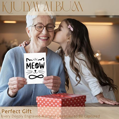 Cat Photo Album 4x6, Cat Mom Lady Lovers Gifts, Cute Black and White Kitty Meow Small Memory Photo Album Book for 18 Pockets Hold 36 Pictures, Photobook for Cats Enthusiast - color: Meow