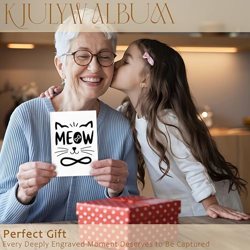 Cat Photo Album 4x6, Cat Mom Lady Lovers Gifts, Cute Black and White Kitty Meow Small Memory Photo Album Book for 18 Pockets Hold 36 Pictures, Photobook for Cats Enthusiast - color: Meow
