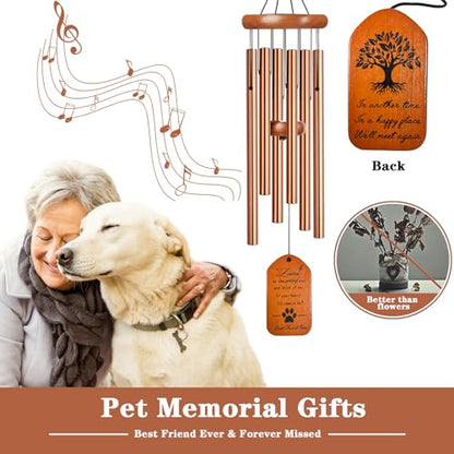 VENBEEL Pet Memorial Wind Chime, 28" Golden Tombstone Dog Memorial Wind Chime, Dog Remembrance Passing Away Loss Bereavement Gift - color: D-tombstone-gold