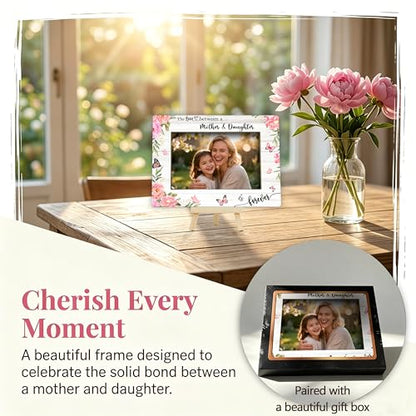 Mom Picture Frame | Mothers Day Photo Frame 4×6, Love Memorial Picture Frames for Mother's Day Birthday Gifts - Pink Flower - color: Pink Flower and Butterfly