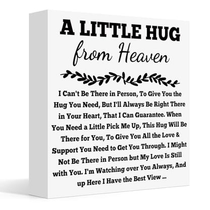 Sympathy Gifts Memorial Wooden Box Sign Sympathy Table Decoration Memorial Gift for Loss of Loved Father Mother Son Brother Sister in Loving Memory Sign Plaque 5X5 Inches